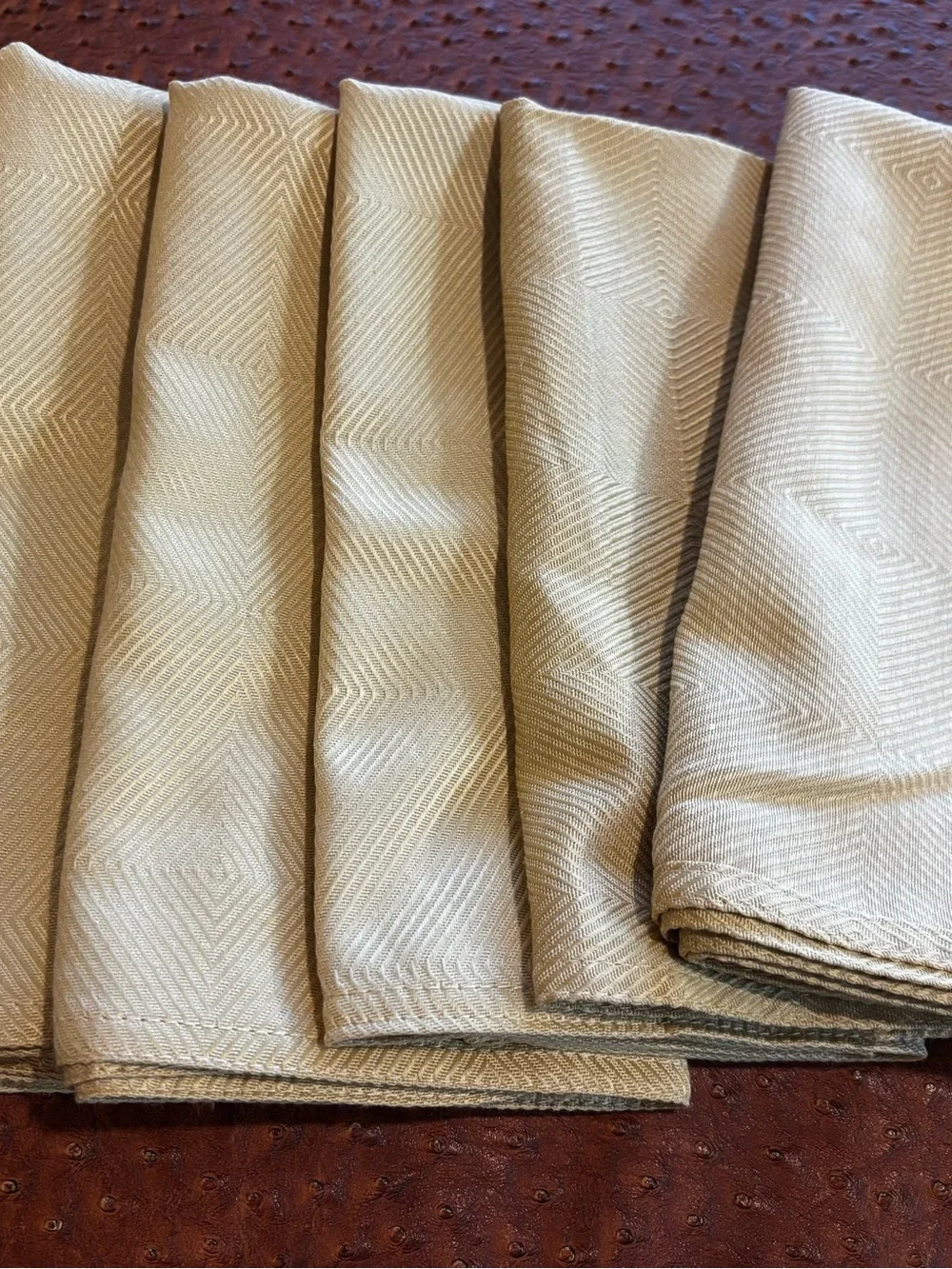 NWT Lauren Ralph Lauren Gold Chevron Cloth Dinner Napkins - Set of 6